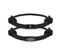 2pcs Cross Bible Verse Bracelet for Men, Black Joshua 1:9 Christian God Jesus Wwjd Bracelet Braided Rope Adjustable Religious Jewelry Accessories for Prayer Baptism Confirmation Birthday Gifts