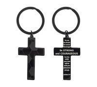 2pcs Cross Keychain for Men, Christian Bible Verse Key Chain Stainless Steel Football Cross Keychain Inspirational Scripture Religious God Cross Gifts Jesus Accessories for Men Women Valentines Day