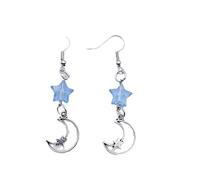 2Pcs Crossed Five-Pointed Star Moon Love Bowknot Earrings All-matched Earrings Retro Simple Suitable For Ladies Five-pointed Star Moon Love Heart Bowknot For Girls
