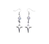 2Pcs Crossed Five-Pointed Star Moon Love Bowknot Earrings All-matched Earrings Retro Simple Suitable For Ladies Five-pointed Star Moon Love Heart Bowknot For Girls