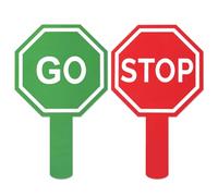 2pcs Crossing Guard Stop Sign with Handle, Waterproof Double-Sided Hand Held Plastic Stop and Go Sign Traffic Safety Toy Tool for Crossing Guard Street Garage Safety Parking (Red & Green)