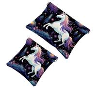 2Pcs Crowds of Pink Flamingos-1046 Pocket Cosmetic Bag for Purses, Waterproof Makeup Bag Cosmetic Pouch, Portable No Zipper Makeup Bag, Multicolor 02, A：7.1x5.8in/18x14.8cm，B:4.7x4.5in/12x11.5cm