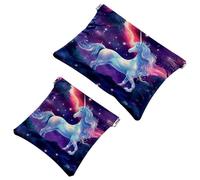 2Pcs Crowds of Pink Flamingos-1046 Pocket Cosmetic Bag for Purses, Waterproof Makeup Bag Cosmetic Pouch, Portable No Zipper Makeup Bag, Multicolor 09, A：7.1x5.8in/18x14.8cm，B:4.7x4.5in/12x11.5cm