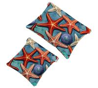 2Pcs Crowds of Starfish-584 Pocket Cosmetic Bag for Purses, Waterproof Makeup Bag Cosmetic Pouch, Portable No Zipper Makeup Bag, Multicolor 07, A：7.1x5.8in/18x14.8cm，B:4.7x4.5in/12x11.5cm