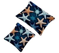 2Pcs Crowds of Starfish-584 Pocket Cosmetic Bag for Purses, Waterproof Makeup Bag Cosmetic Pouch, Portable No Zipper Makeup Bag, Multicolor 05, A：7.1x5.8in/18x14.8cm，B:4.7x4.5in/12x11.5cm