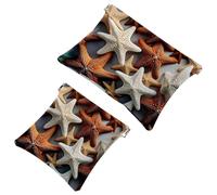 2Pcs Crowds of Starfish-584 Pocket Cosmetic Bag for Purses, Waterproof Makeup Bag Cosmetic Pouch, Portable No Zipper Makeup Bag, Multicolor 01, A：7.1x5.8in/18x14.8cm，B:4.7x4.5in/12x11.5cm