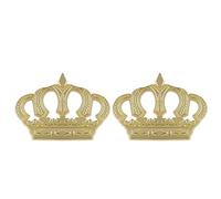 2Pcs Crown Emblems Car Auto Chrome Crown Emblems Car Badges Stickers Decor (Large Gold)