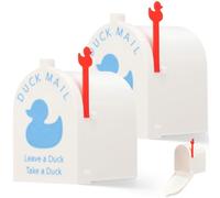 2PCS Cruise Duck Mailbox Magnetic Wall Mount Letter Box for Cruise Ship Cabin Door, Mini Plastic Mailbox with Movable Flag for Decor(White)