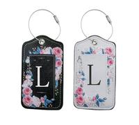 2Pcs Cruise Luggage Tag Holder PU Leather Suitcase Tags Personalised Luggage Tags Suit Case Tags for Luggage Baggage, Black and White