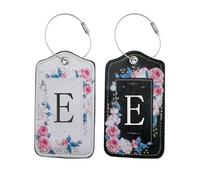 2Pcs Cruise Luggage Tag Holder PU Leather Suitcase Tags Personalised Luggage Tags Suit Case Tags for Luggage Baggage, Black and Whtie (E)