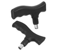 2pcs Crutch Hand Grip Replacement for 22x1.5mm Pole, PP Anti-skid | Walking Stick Accessory for Elderly, Comfortable Hold, Reduces Hand Fatigue, Black Finish, Outdoor Use