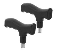 2pcs Crutch Handle Grip Replacement for 22x1.5mm Pole, Black PP | Anti-skid Ergonomic Design, Comfortable Grip for Elderly Outdoor Adventures, Hiking Stick and Crutch Use