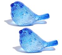 2Pcs Crystal Blue Birds Figurine Glass Animal Collectible Gifts for Women Double Birds Paperweight Table Centrepiece Ornament Presents for Valentines, Wedding Anniversary Christmas