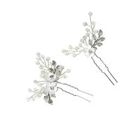 2pcs Crystal Flower Hairpin Chinese Hair Clasp for Brides and Dancers | Silver Zinc Alloy, Rhinestone Beads Tassel, Secures Buns and Updos for Proms, Kimono Wear and Photos
