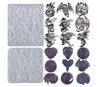 2Pcs Crystal Flying Dragon Epoxy Moulds Fine Workmanship Silicone Resin Animals Molds DIY Necklace Dragon Keyring Resin Moulds for Pendants Jewelry Crafts