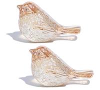 2Pcs Crystal Golden Birds Figurine Glass Animal Collectible Gifts for Women Double Birds Paperweight Table Centrepiece Ornament Presents for Valentines, Wedding Anniversary Christmas