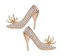 2pcs Crystal High Heels Brooch Pin for Women, Sparkling | Golden Finish, Lightweight Portable Design, for Bags and Clothes at Weddings