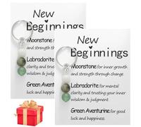 2PCS Crystal Keychain Gift,Good Luck Keychain Gifts for Women,Mo/onstone Crystal Key/chain Gi/fts,Cry/stal Keyring for New Beginnings,Gi/fts for Graduation or Farewell,Encouragement for Family Friends