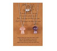 2Pcs Crystal Mutual Attraction Couple Matching Hexagonal Pendant Necklace Love Heart Natural Stone Chakra Necklace for Women Men Meditation Jewelry Birthday Gift, Stone, stone