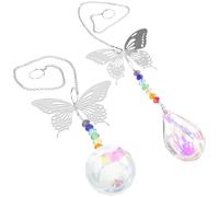 2pcs Crystal Prism Hanging Window Decor Suncatcher Butterfly Dragonfly