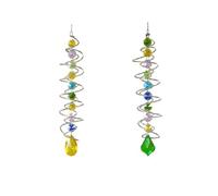 2Pcs Crystal Prism Spiral Wind Spinner, Hanging Gazing Ball Spiral Tail Wind Spinners, Rainbow Maker Chime Garden Deco for Birthday Party Indoor Outdoor Garden Decoration