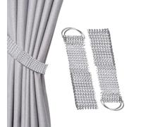 2pcs Crystal Rhinestone Diamond Curtain Tie Backs,Modern Simple Style Drape Tie Backs Convenient Decorative Curtain Holdback for Thin or Thick Home & Office Window Drapery Decor,58cm