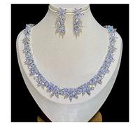 2pcs cubic zircon artificial jewellery set bridal crystal necklace sets for women wedding party jewelry