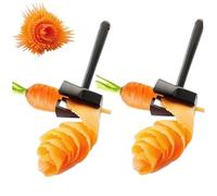 2Pcs Cucumber Slicer Stainless Steel Carrot Peeler and Curler Spiral Black Cucumber Shred Slicer Root Vegetables Fruits Slicer Sharpener Kitchen Gadgets Tool, Vegetable Peeler