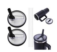 2PCS Cup Lid with Straw For 40oz, Leak Proof Lid Cup Lid Replacement Flip Straw Lid Reusable Tumbler Transparent Cover with Straw for Tumbler Gift (B)
