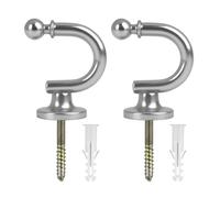 2Pcs Curtain Holdback Hook, Silver Curtain Tie Back Hooks U Shaped Wall Mounted Curtains Tieback Holder Curtains Holdbacks for Home Decor Drapes Shower Voile Towel Keys Clothes(Screws not included)