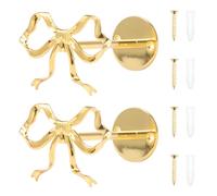 2Pcs Curtain Holdbacks,Metal Bow Curtain Tiebacks,Wall Mounted Curtains Holdback Clips,Gold Drapery Tiebacks Modern Decorative Drapery Pull Back Hooks for Home Office Window