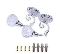2pcs Curtain Holdbacks, Metal Curtain Holders with Clear Crystal Ball, Wall Mounted Drapery Tiebacks with Screw for Home Decor(Silver)