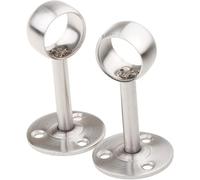 2Pcs Curtain Pole Brackets, Stainless Steel Ceiling Mount Centre Bracket, Round Shower Curtain Wardrobe Rail Fittings (16mm)