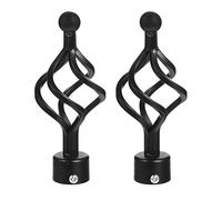 2PCS Curtain Rod Finial Diy Craft Iron Art Spiral Shape Curtain Rod Head Cover Cap Vintage Drapery Rail Pole End Plug for Home Office Decor Black