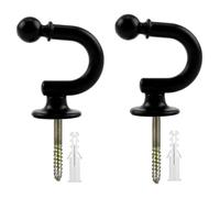 2Pcs Curtain Tie Back Hooks, Black Metal Curtain Holdback Hook U Shaped Wall Mounted Curtains Tieback Holder for Window Shower Drapery Voile Towel Keys Coat Clothes