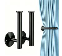 2Pcs Curtain Tie Backs Hooks Stick On Black Self Adhesive Curtain Holdbacks