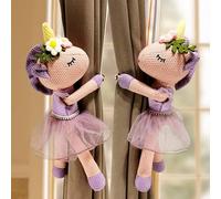 2Pcs Curtain Tiebacks Clips Cute Decorative Cartoon Animal Curtain Holdbacks Children Room Decoration Accessories Holdback Curtain Straps (Purple)