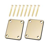 2PCS Curved Bottom Jack Plate, 68 * 55mm Curved Base Square Jackplate, Metal Flat Bottom Square Jack Plate, Curved Base Bottom Input Jack Socket (Gold)