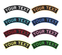2PCS Custom Top Rocker Name Patch, Personalised Iron On Embroidered Patch, Sew On Name Tag for Biker Vest, Motorcycle Club Jacket, Tactical Uniform & Backpack - 4×0.8 Inch