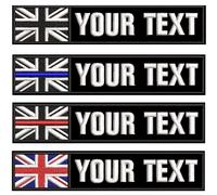 2PCS Customizable Name Patches with Hook Fastener,Personalized Tactical Morale Embroidered Name Tapes with British Union Jack Flag Patch for Hats Caps Bags Backpacks Tactical Vest Military