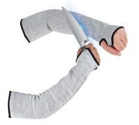 2PCS Cut Resistant Safety Arm Sleeves, Level 5 Arm Protection Sleeves, Anti Cut Guard Bracers Protector Forearm Wrist Arm Protector Work Sleeve For Garden Kitchen Work (45cm-With Thumb Hole)