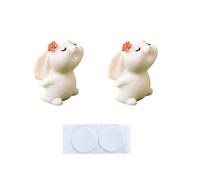 2PCS Cute Bunny Car Decorations, Mini Resin Car Accessories Interior with Cartoon Rabbits Looking Up, Lovely Dashboard Accessories Adorable Rabbit Accessory for Desk Home Automobile Decor