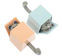 2pcs Cute Cartoon Abs Adhesive Wall Hooks for Bathroom Room Decoration