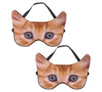 2pcs Cute Cartoon Animal Sleep Eye Mask 3D Ultra Realistic Cat Design | Cloth Fabric, Adjustable Elastic Strap, Portable Fit for Travellers, , Shift Work Naps and Camping