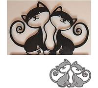 2Pcs Cute Cat Animal Metal Cutting Dies for Card Making, Cut Stencils for DIY Scrapbooking Photo Album Paper Decorative Craft for Greeting Cards Invitation Birthday Gift Punch Stencil Die-Cutting