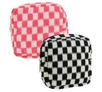 2Pcs Cute Checkered Sanitary Pad Storage Bag, Portable Period Bag, for Women in Early Menstruation, School, Travel, and Everyday Use