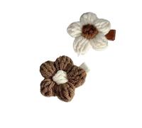 2Pcs Cute cotton rope braided hairpin Girls flower Hair Clip New Sweet Hairpin Fashion Trend Barrettes Kids Hair Accessories(White and brown)