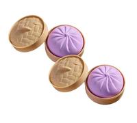 2Pcs Cute Dumpling Squishy Toys - Soft Sensory Squeeze Toys for Stress Relief, Round Dumpling Toy with Steamer Box, Party Bag Fillers, Squishy Toy Novelty Gift for Kids, Adults, Friends, Colleague (A)