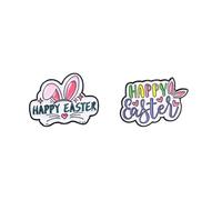 2PCS Cute Easter Rabbit Brooch Pin Set Happy Easter Bunny Carrot Easter Egg Enamel Pins Funny Easter Badges Holiday Jewelry Gifts, Alloy Steel, no gemstone