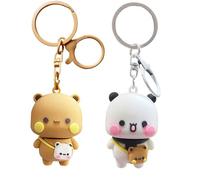 2PCS Cute Keychains BuBu Dudu Statue Bears Panda Figurine Key Chains